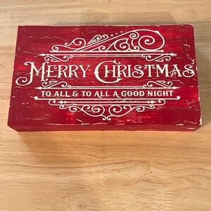 Rustic Crackle finish old Merry Christmas box sign